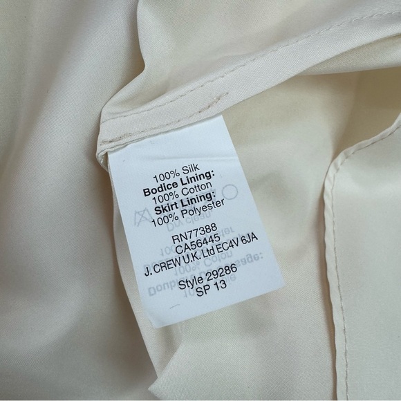 J.Crew Vintage Y2K Silk Cranked Strapless Cream Rushed Cocktail Dress Size 8 - Picture 8 of 8